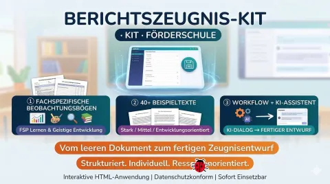 Cover des Materials „Berichtszeugnis-Kit Förderschule“ von Robert Koegler bei eduki